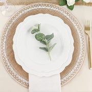 4 Round 15" Braided Burlap Jute Woven Placemats - Natural and White PLMAT_JUTE03_WHT