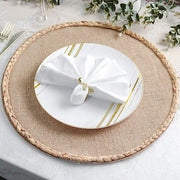 4 Round 15" Burlap Jute Placemats with Braided Rim - Natural PLMAT_JUTE01_NAT