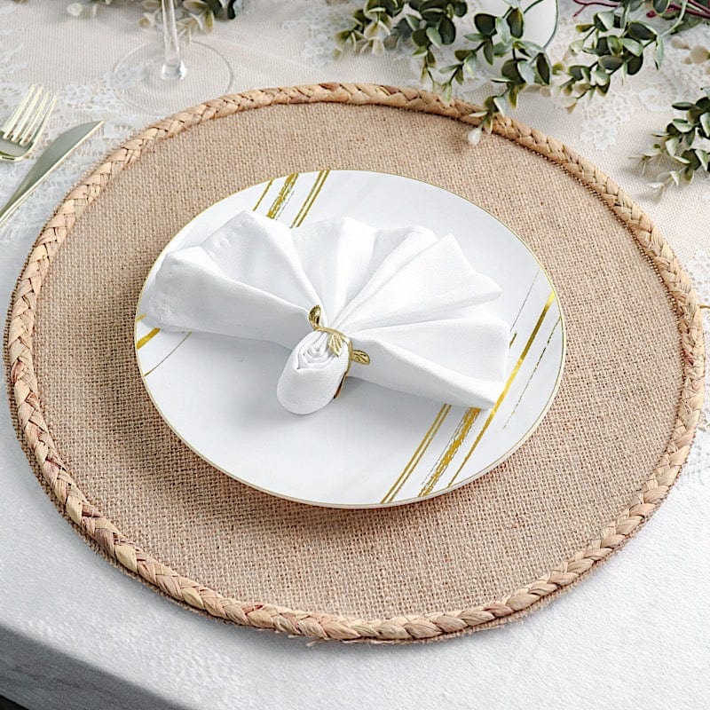 4 Round 15" Burlap Jute Placemats with Braided Rim - Natural PLMAT_JUTE01_NAT
