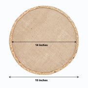 4 Round 15" Burlap Jute Placemats with Braided Rim - Natural PLMAT_JUTE01_NAT