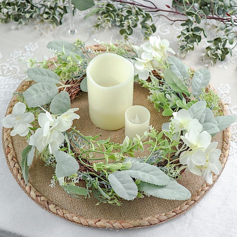 4 Round 15" Burlap Jute Placemats with Braided Rim - Natural PLMAT_JUTE01_NAT