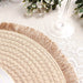 4 Round 15" Round Burlap Placemats with Fringed Edges - Natural PLMAT_COT02_NAT