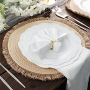 4 Round 15" Round Burlap Placemats with Fringed Edges - Natural PLMAT_COT02_NAT