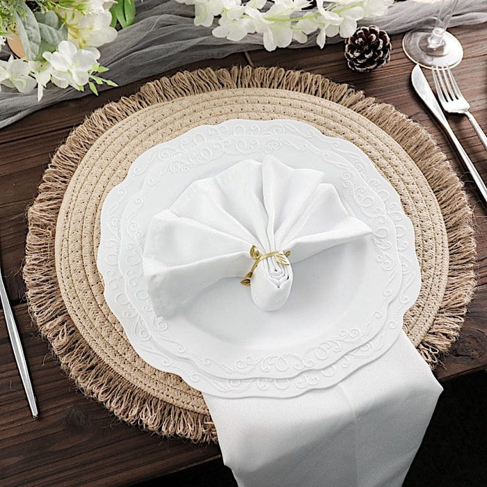 4 Round 15" Round Burlap Placemats with Fringed Edges - Natural PLMAT_COT02_NAT