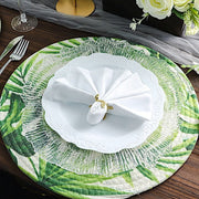 4 Round 15" Tropical Leaf Woven Cotton Placemats - Green PLMAT_COT01_LEAF