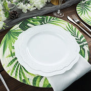 4 Round 15" Tropical Leaf Woven Cotton Placemats - Green PLMAT_COT01_LEAF