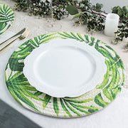 4 Round 15" Tropical Leaf Woven Cotton Placemats - Green PLMAT_COT01_LEAF
