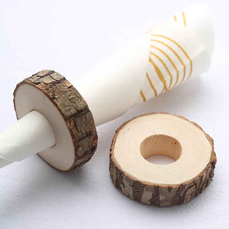 4 Round 3" Birch Wood Slices Napkin Rings - Natural NAP_RING36_NAT