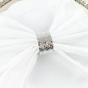 4 Round Basket Weave Design Metal Napkin Rings