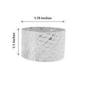 4 Round Basket Weave Design Metal Napkin Rings
