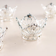 4 Round Metal Crown with Rhinestones Napkin Rings
