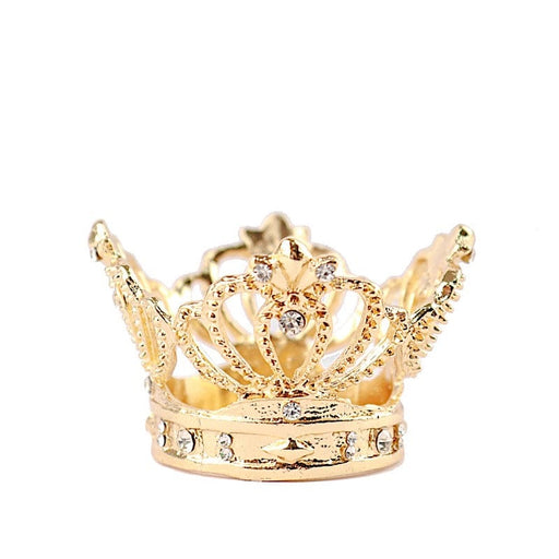 4 Round Metal Crown with Rhinestones Napkin Rings NAP_RING23_GOLD