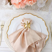 4 Round Metal Napkin Rings with Fork Knife Spoon Design