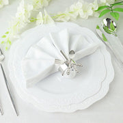4 Round Metal Napkin Rings with Fork Knife Spoon Design