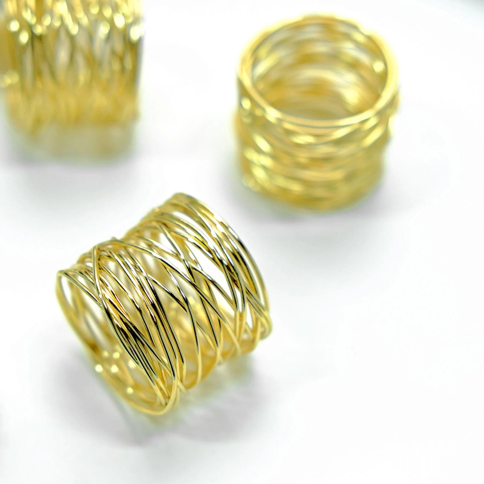 4 Round Metal Wire Napkin Rings - Gold NAP_RING22_GOLD