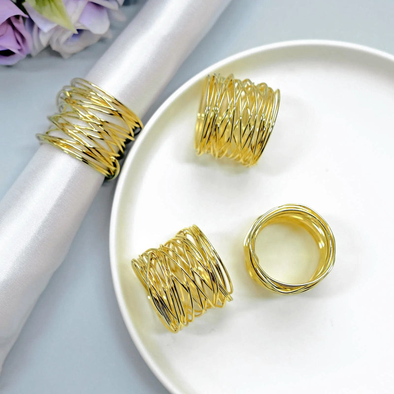 4 Round Metal Wire Napkin Rings - Gold NAP_RING22_GOLD