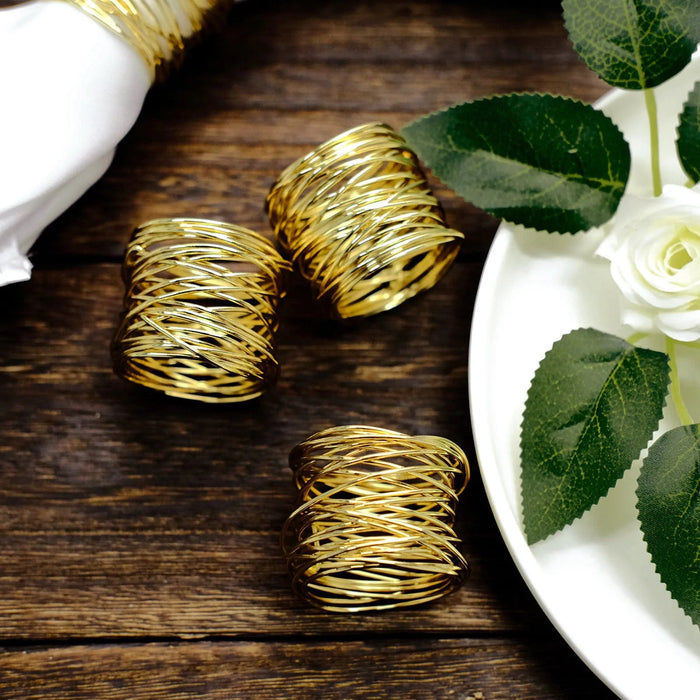 4 Round Metal Wire Napkin Rings - Gold NAP_RING22_GOLD