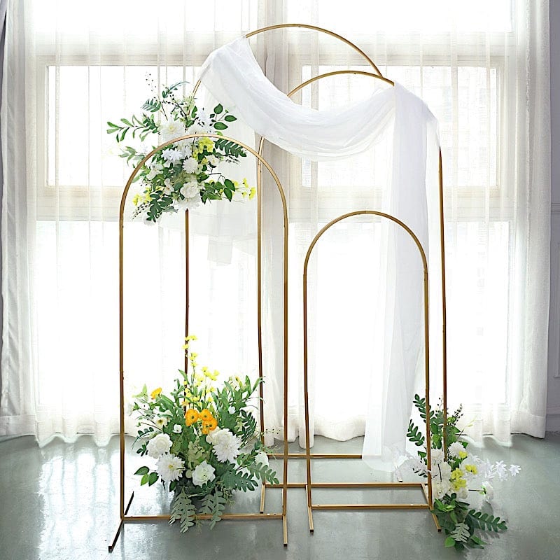 4 Round Top Metal Floral Display Frame Wedding Backdrop Stand Set - Gold IRON_STND06_SET_GOLD