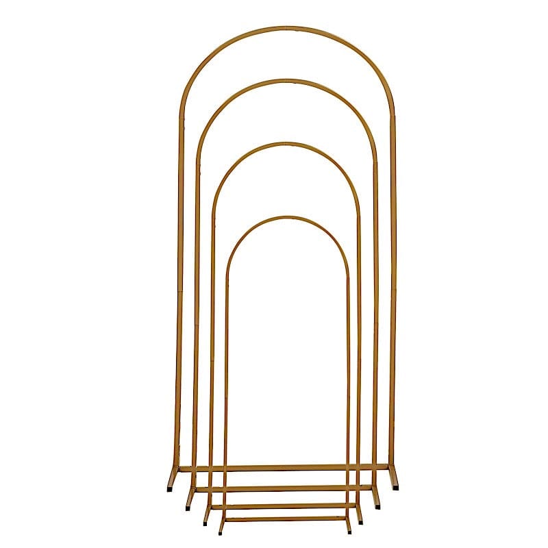 4 Round Top Metal Floral Display Frame Wedding Backdrop Stand Set - Gold IRON_STND06_SET_GOLD