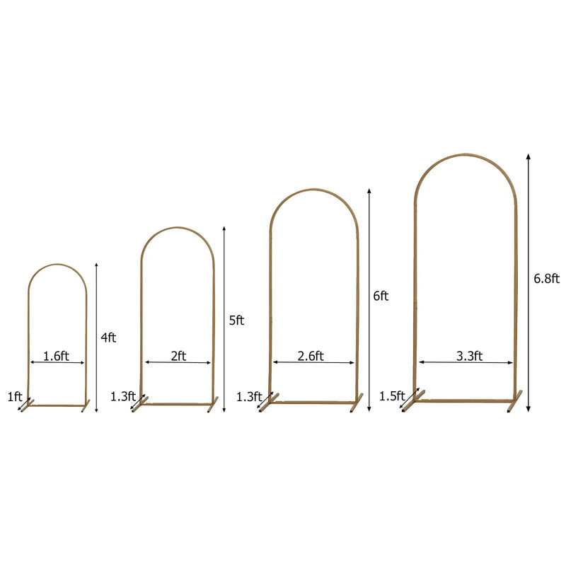 4 Round Top Metal Floral Display Frame Wedding Backdrop Stand Set - Gold IRON_STND06_SET_GOLD