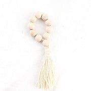 4 Round Wood Bead Napkin Rings with Tassels - Cream NAP_RING29_CRM