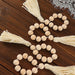 4 Round Wood Bead Napkin Rings with Tassels - Cream NAP_RING29_CRM