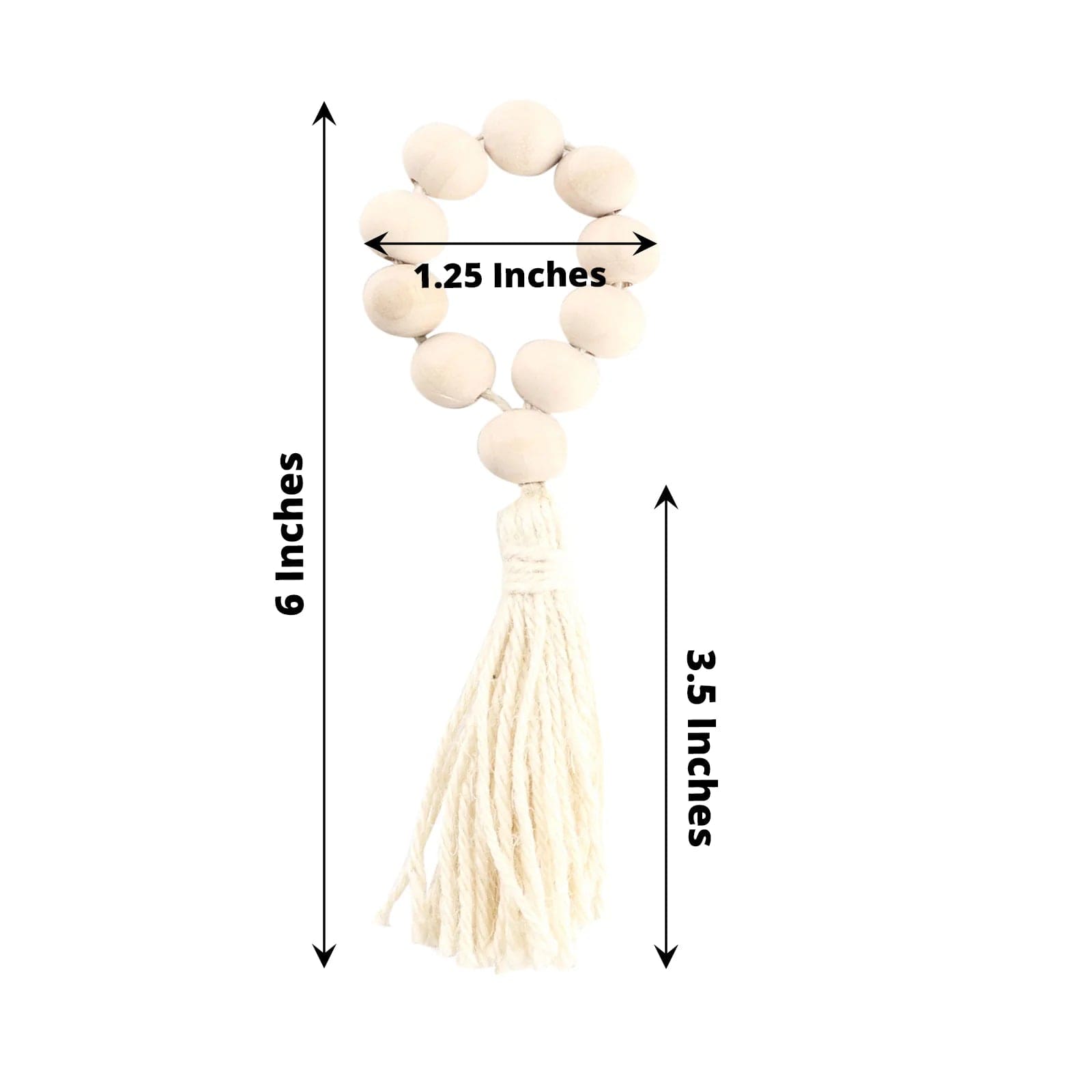 4 Round Wood Bead Napkin Rings with Tassels - Cream NAP_RING29_CRM