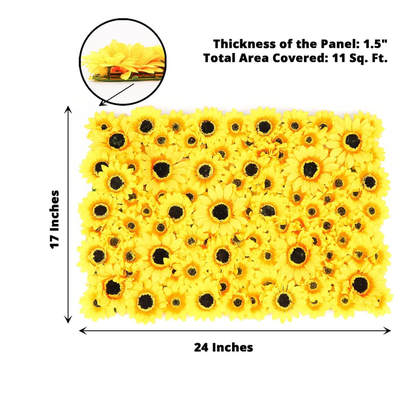 4 Silk Sunflower Artificial Flower Wall Backdrop Panels - Yellow ARTI_5064_SUN