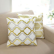 4 Square 18" x 18" Velvet Throw Pillow Covers with Gold Geometric Print