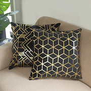 4 Square 18" x 18" Velvet Throw Pillow Covers with Gold Geometric Print