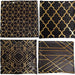 4 Square 18" x 18" Velvet Throw Pillow Covers with Gold Geometric Print