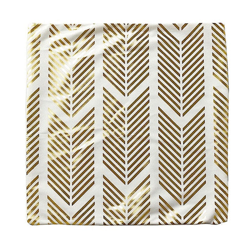4 Square 18" x 18" Velvet Throw Pillow Covers with Gold Geometric Print FURN_PLW_FOIL02_SET1_WHT