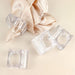 4 Square Acrylic Napkin Rings with Mini Flower Holders - Clear NAP_RING17_CLR