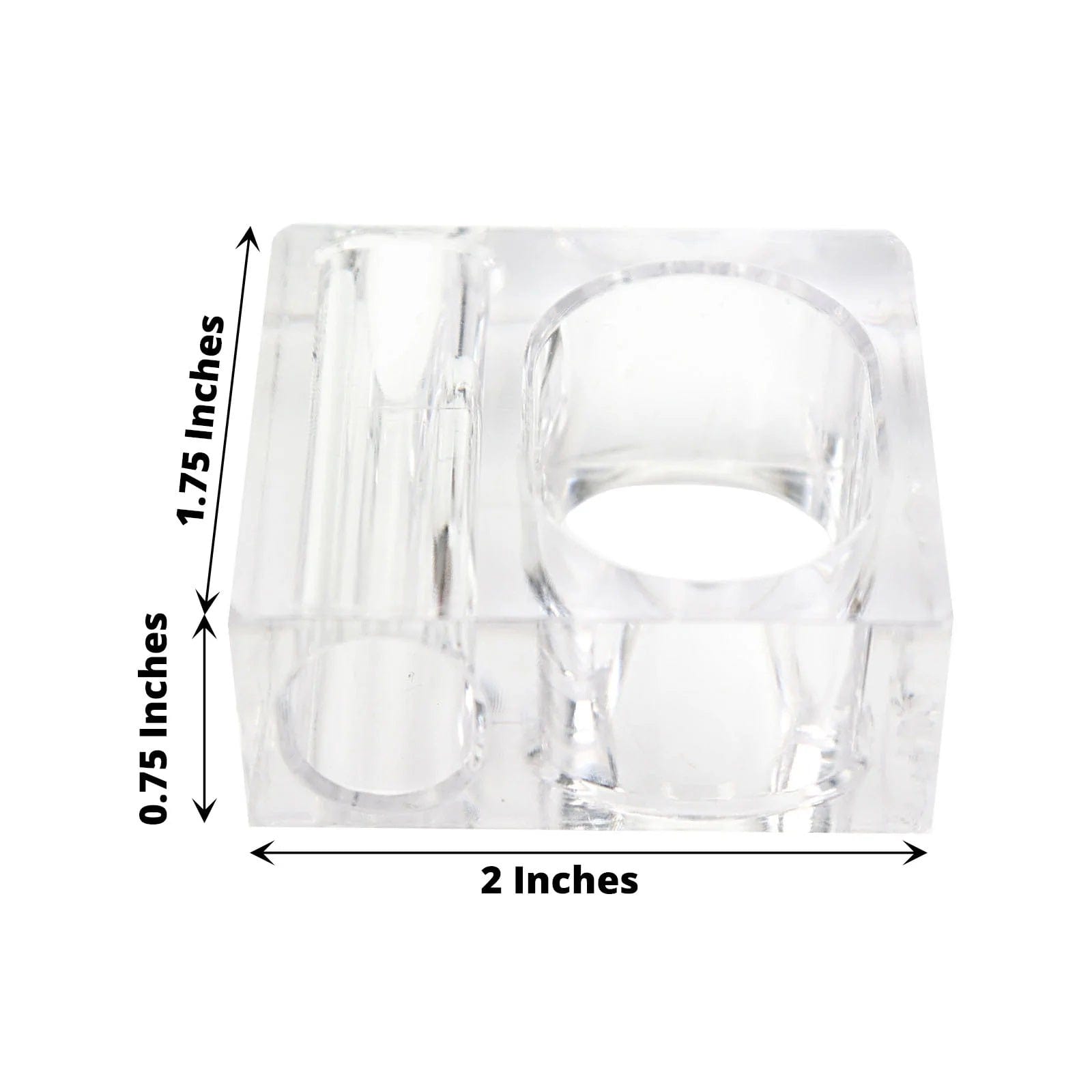 4 Square Acrylic Napkin Rings with Mini Flower Holders - Clear NAP_RING17_CLR