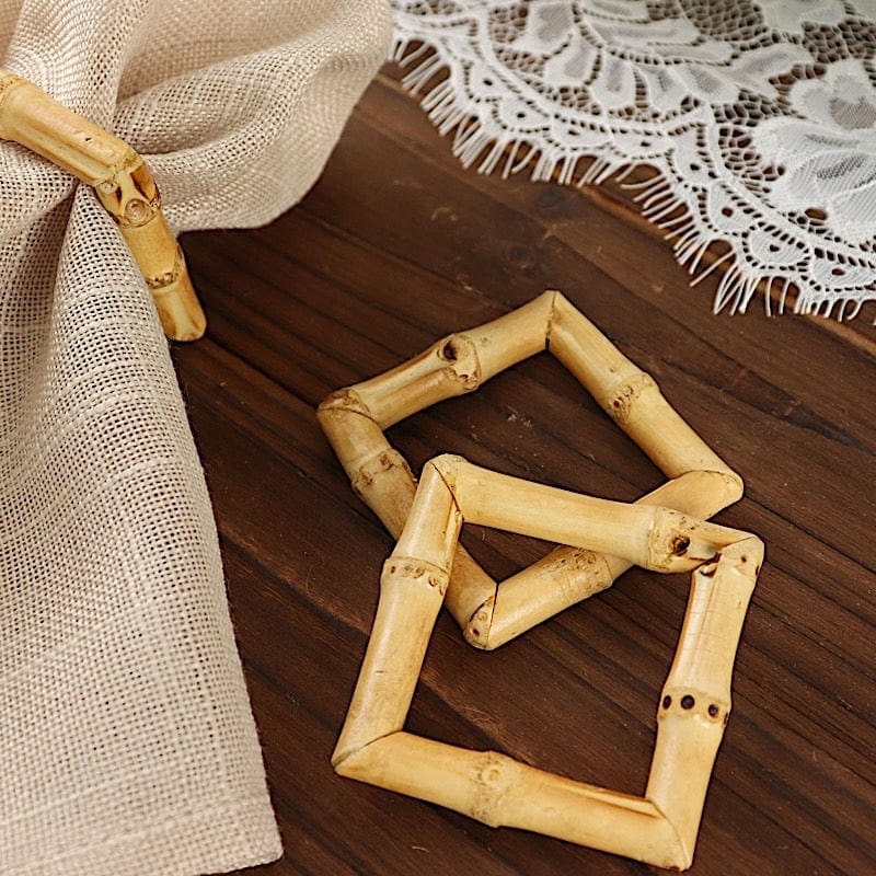 4 Square Bamboo Wood Napkin Rings - Natural NAP_RING24_NAT