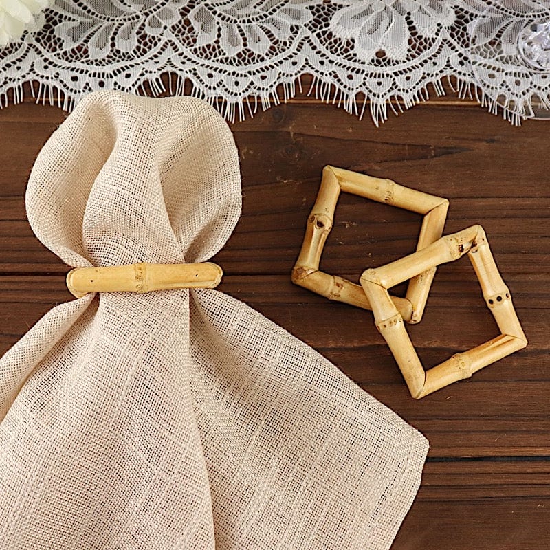 4 Square Bamboo Wood Napkin Rings - Natural NAP_RING24_NAT