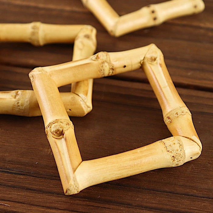4 Square Bamboo Wood Napkin Rings - Natural NAP_RING24_NAT