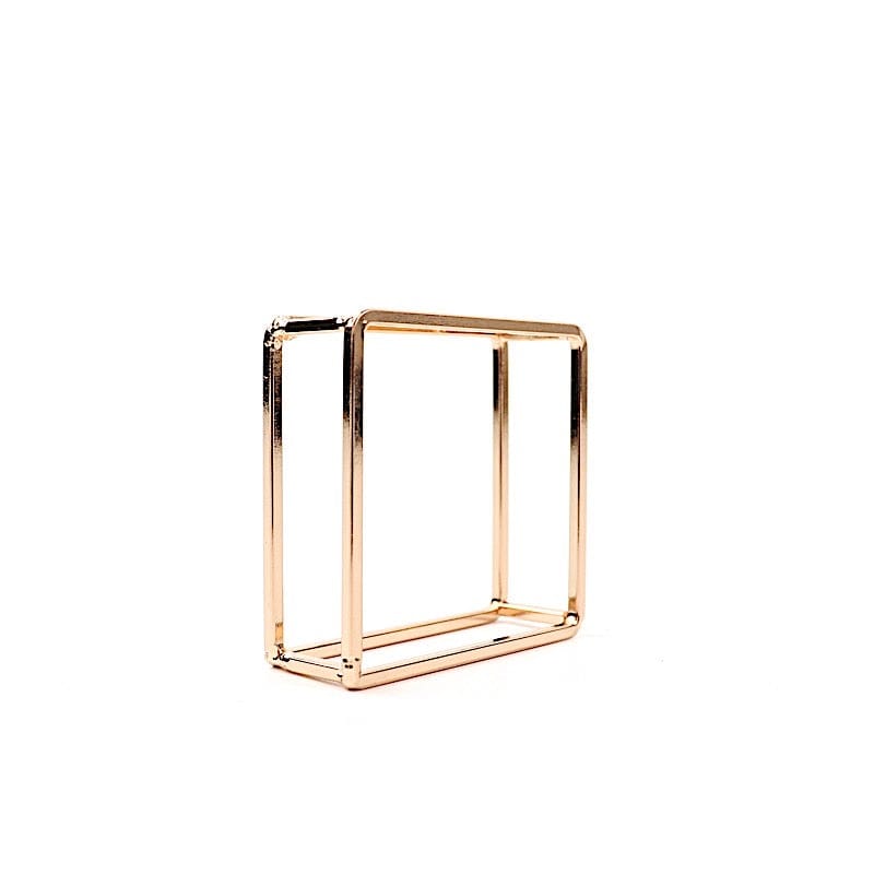 4 Square Geometric Cube Metal Napkin Rings - Gold NAP_RING28_GOLD