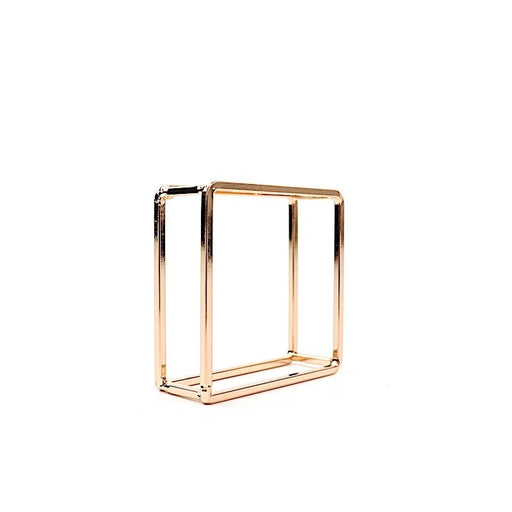 4 Square Geometric Cube Metal Napkin Rings - Gold NAP_RING28_GOLD