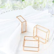 4 Square Geometric Cube Metal Napkin Rings - Gold NAP_RING28_GOLD
