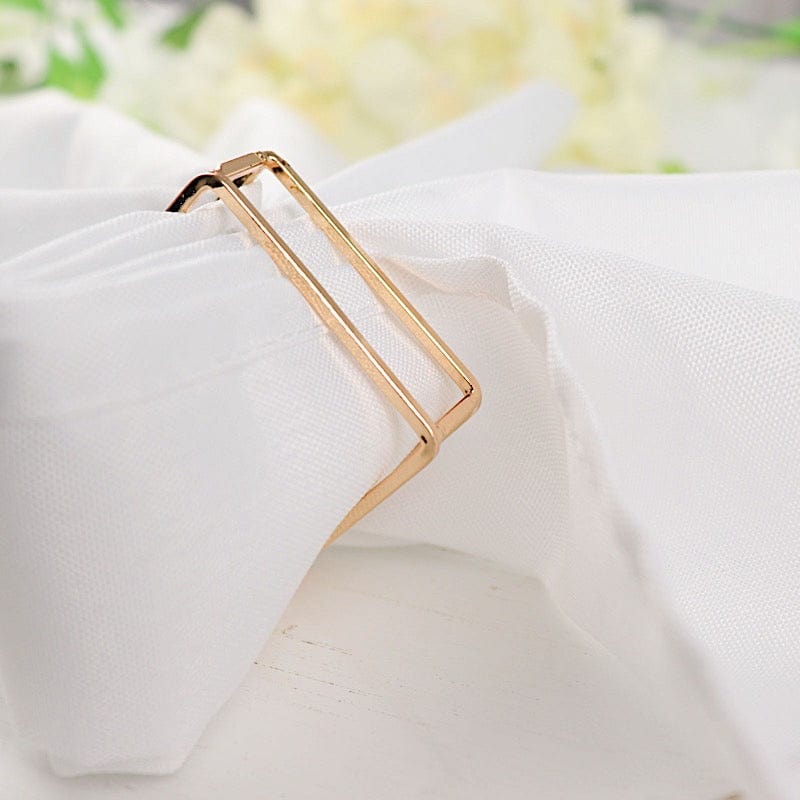 4 Square Geometric Cube Metal Napkin Rings - Gold NAP_RING28_GOLD