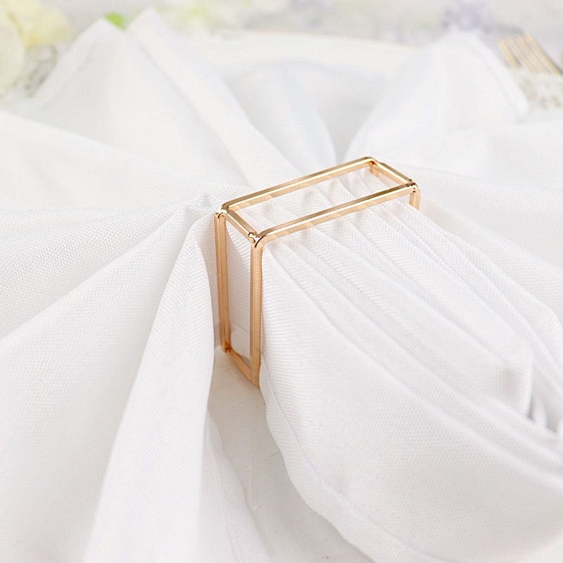 4 Square Geometric Cube Metal Napkin Rings - Gold NAP_RING28_GOLD