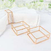 4 Square Geometric Cube Metal Napkin Rings - Gold NAP_RING28_GOLD