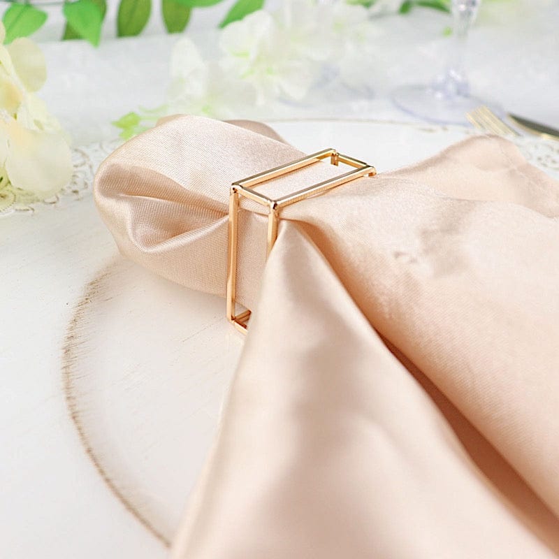 4 Square Geometric Cube Metal Napkin Rings - Gold NAP_RING28_GOLD