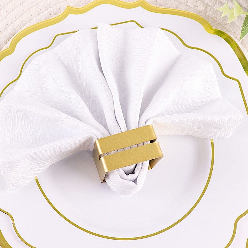 4 Square Metal Napkin Rings with Place Card Holder - Matte Gold NAP_RING16_GOLD