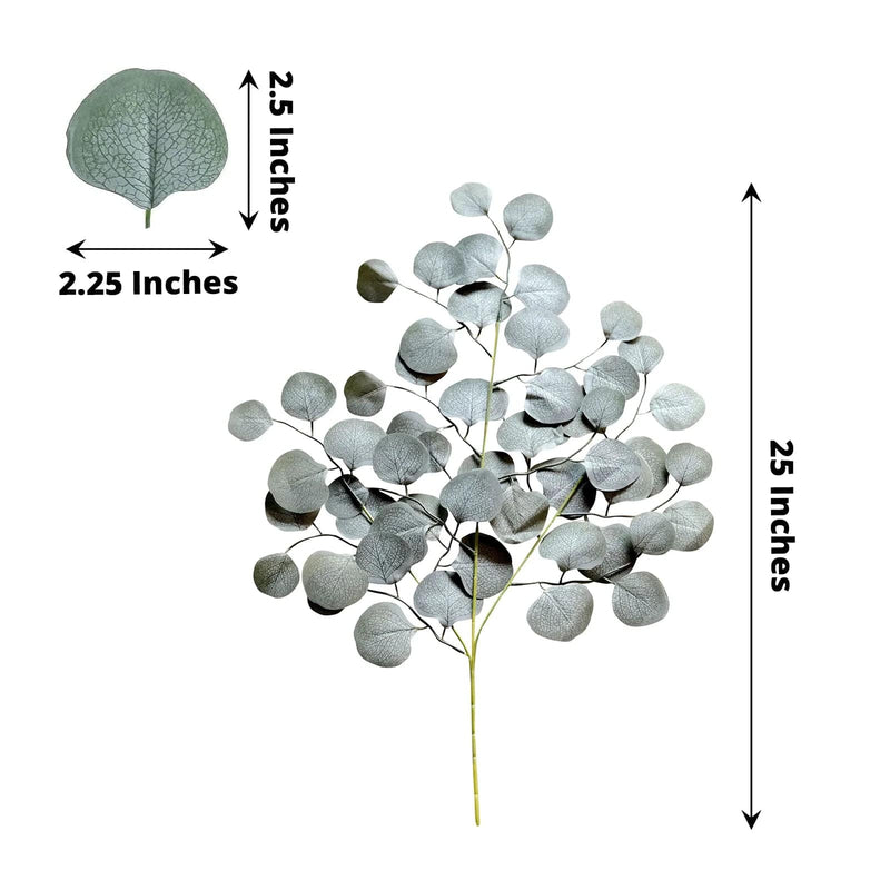 4 Stems 25" Silk Eucalyptus Leaves Artificial Greenery - Frosted Green ARTI_GRN_14_01