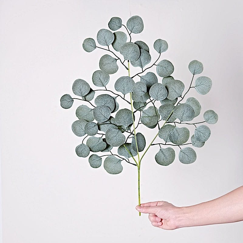 4 Stems 25" Silk Eucalyptus Leaves Artificial Greenery - Frosted Green ARTI_GRN_14_01