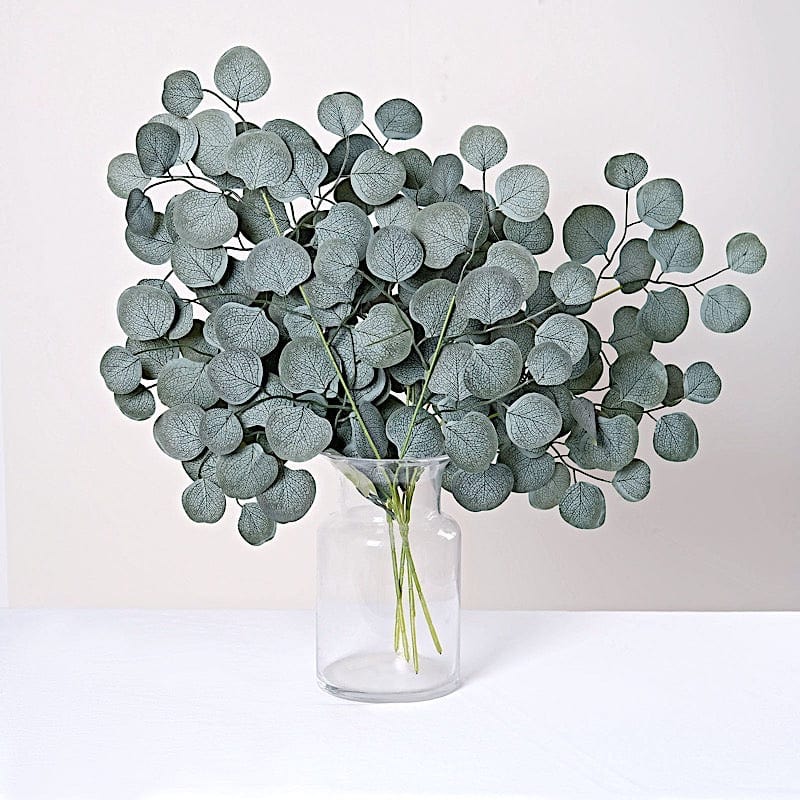 4 Stems 25" Silk Eucalyptus Leaves Artificial Greenery - Frosted Green ARTI_GRN_14_01