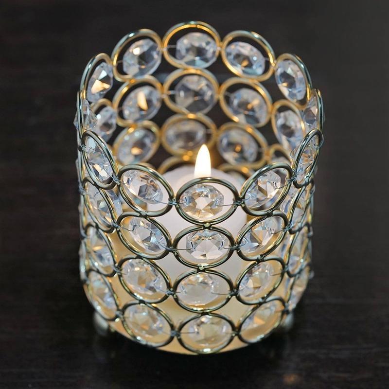 4" tall Crystal Beaded Votive Tealight Candle Holder