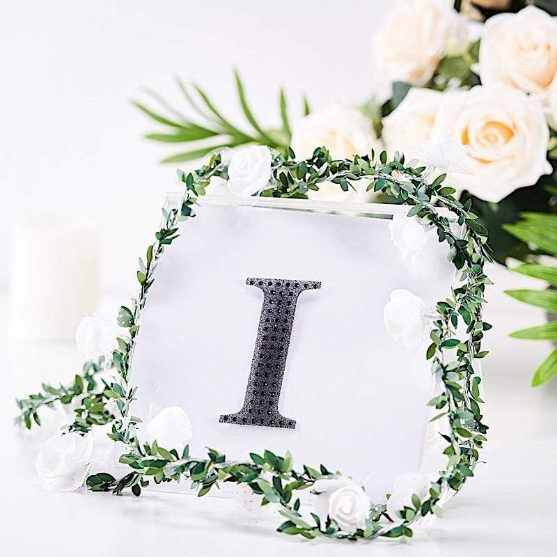 4" tall Letter Self-Adhesive Rhinestones Gem Sticker - Black